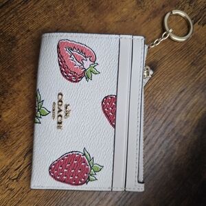 Coach White Strawberry Card Holder